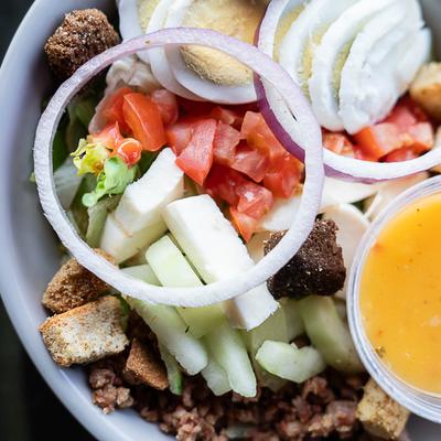 Cobb salad, close-up.