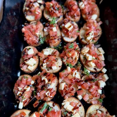 Bruschetta, top view.