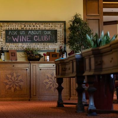 Interior with sign on the wall