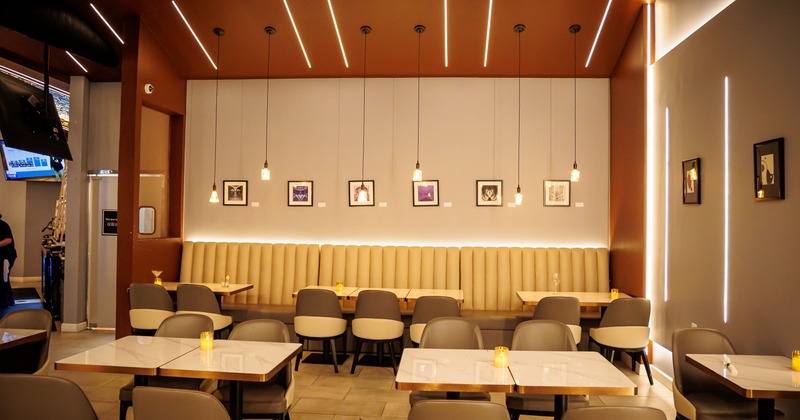 Interior,  wide view, tables, chairs