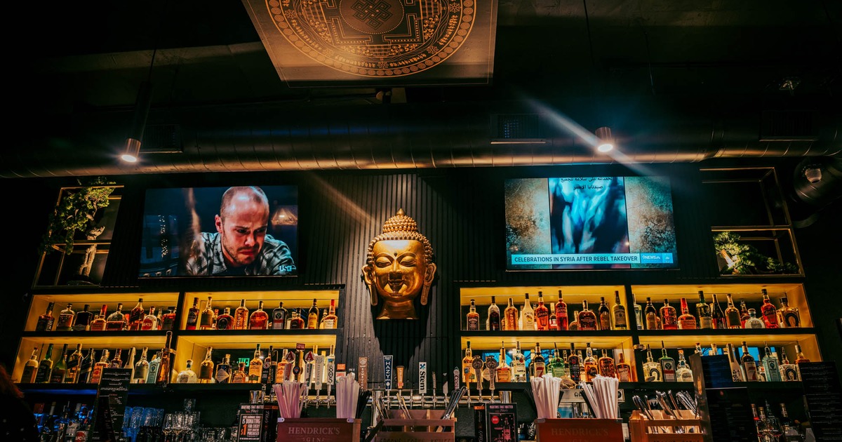 Interior space at night