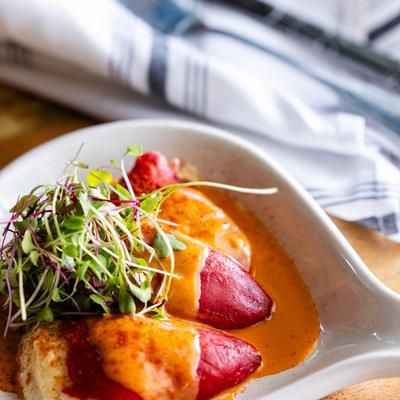 Peppers stuffed with goat cheese.