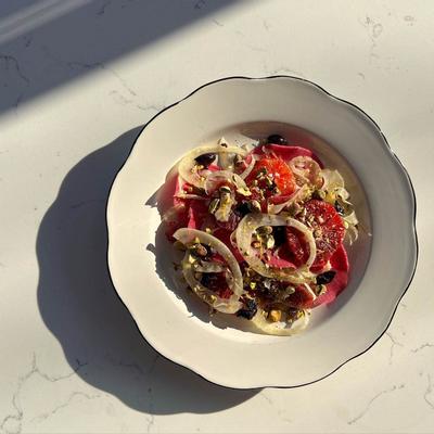 Beet salad, top view