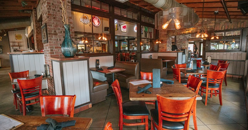 Interior, dining tables and booths