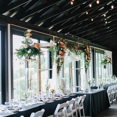 Dining tables inside of the Chateau.