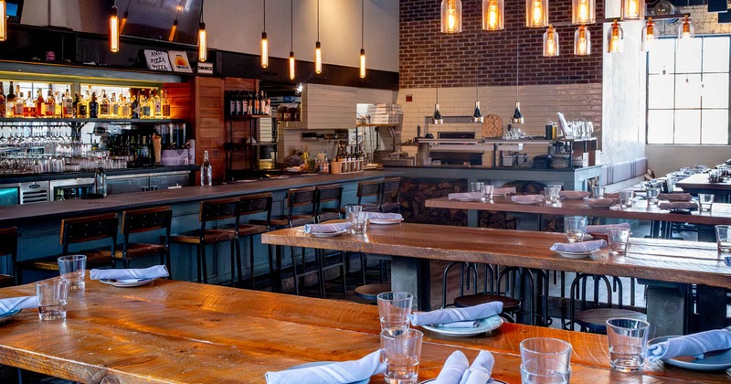 Inside, tables ready for guests