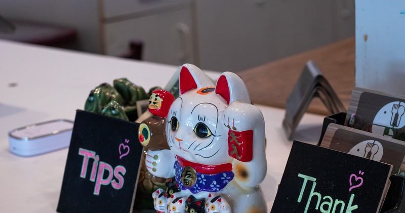 Interior, details, lucky cat figurine