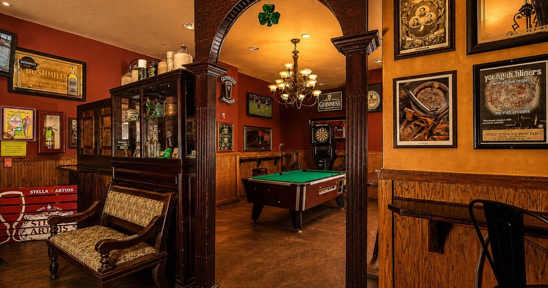 Interior, a pool table in the back