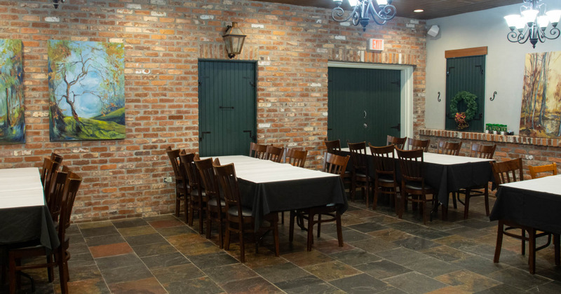 Interior, tables ready for guests