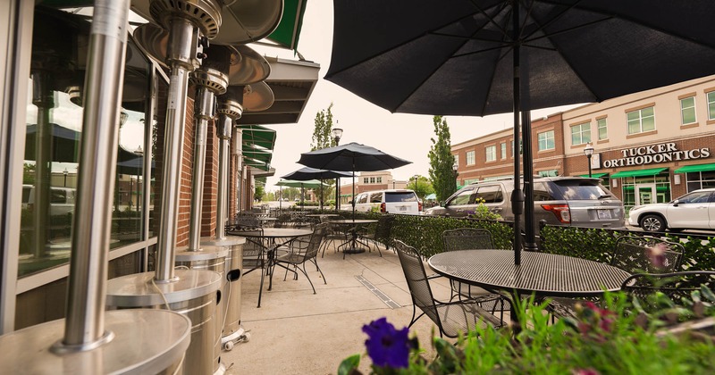 Tables and seats in patio