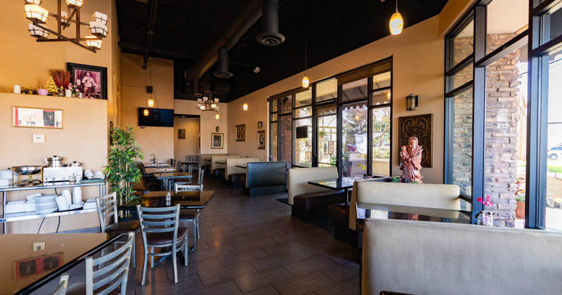Interior, tables lined up