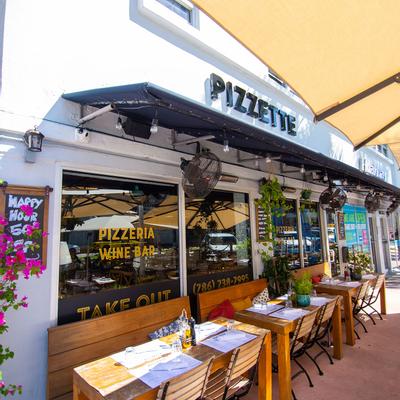 Exterior, tables at the entrance area