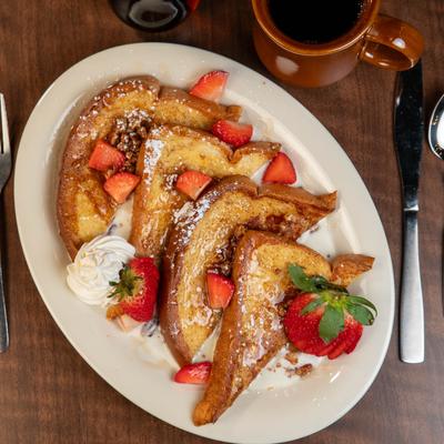 French Toast, with strawberries and cream.