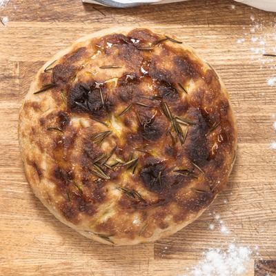 Round rosemary focaccia.