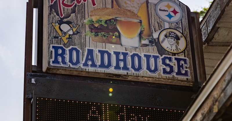 Exterior, sign above entrance