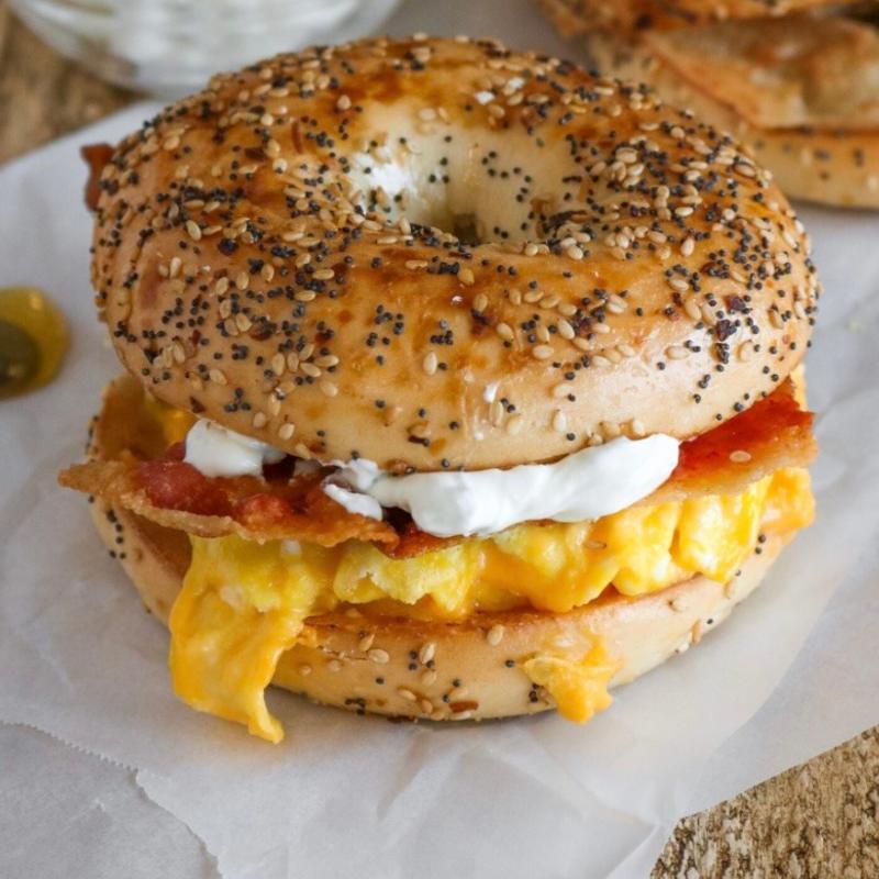 Breakfast Sandwich on Everything Bagel photo