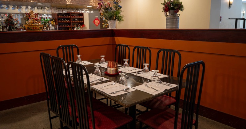 Interior, a table with chairs in a separate room
