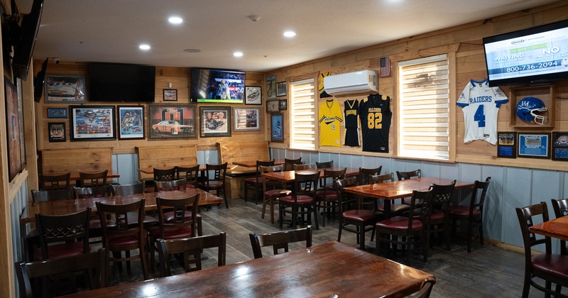 Diner area, tables and chairs