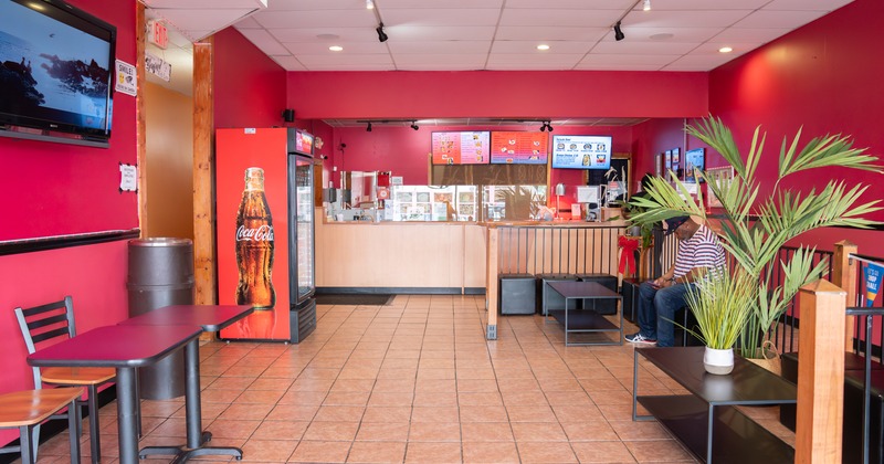 Food counter, wide view