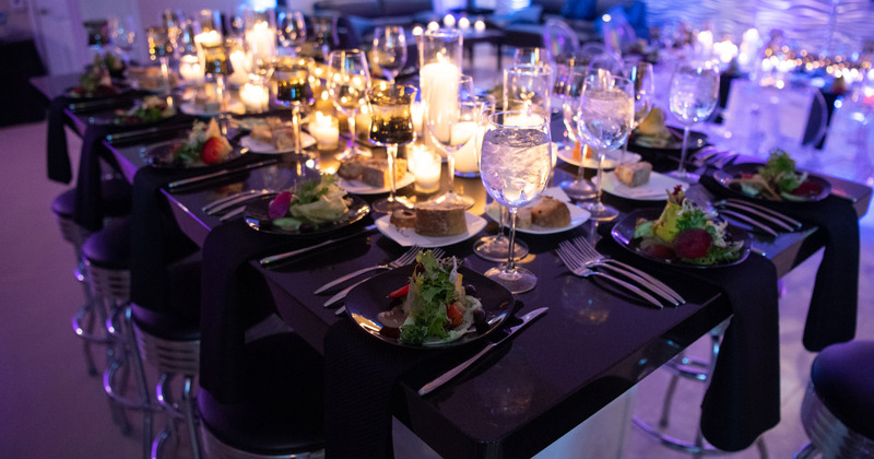 Tables set and food served