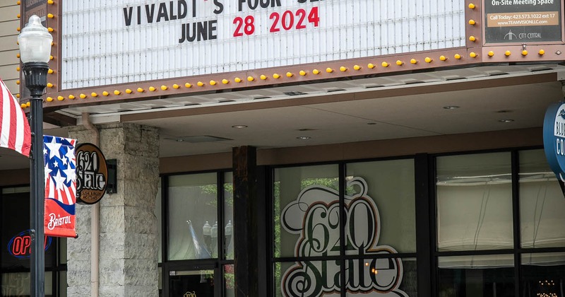 The restaurant's building entrance