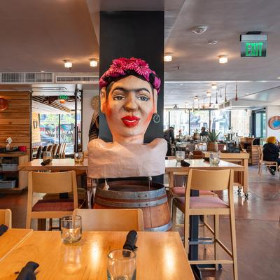 The interior of the restaurant.