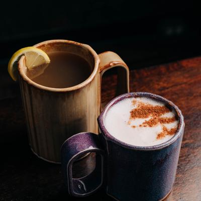 Detox tonic paired with chai.