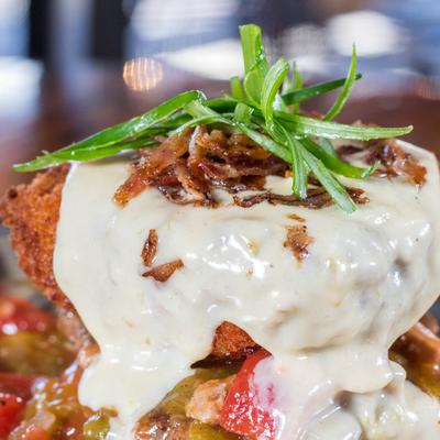 Mac N Cheese Slopper, extreme close up shot.