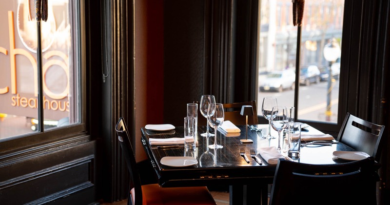 Interior, table ready for guests