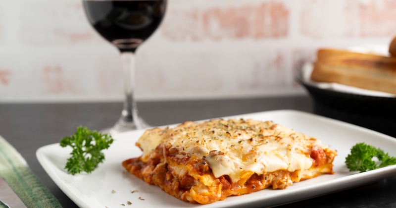 Lasagna and red wine