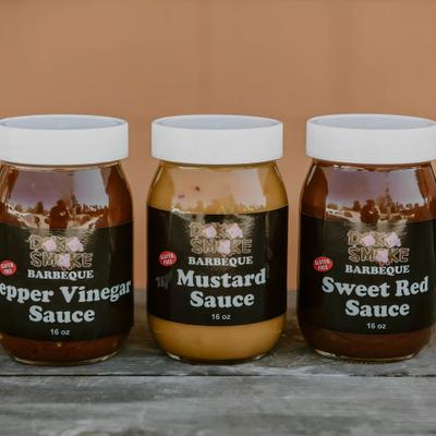 Jars of Doko Smoke BBQ sauces.