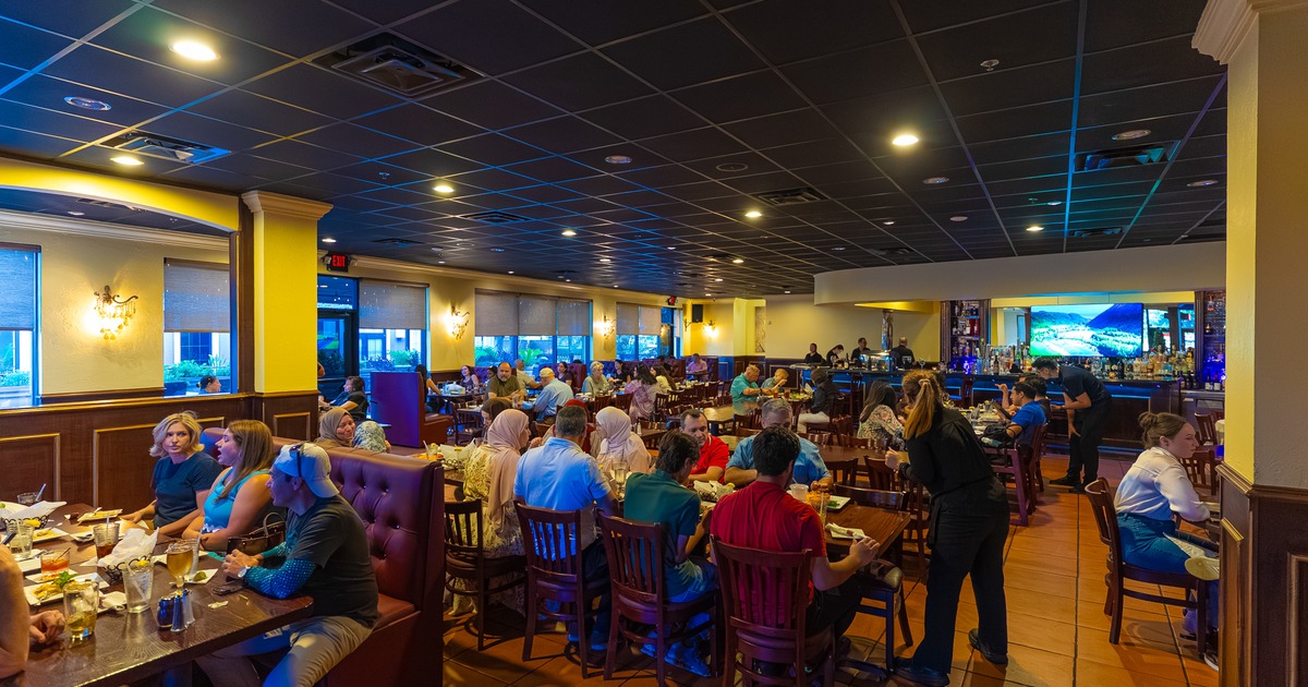 Interior, diner room, people eating