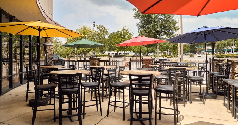 Exterior, tables and stools