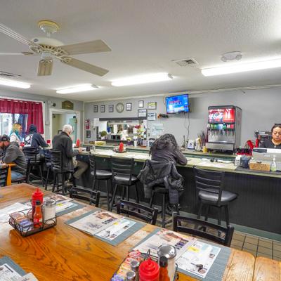 interior of dining room facing the counter.