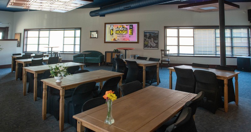 Dining space with large tables