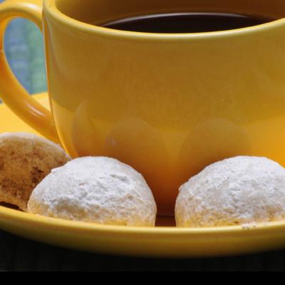 A cup of tea and cookies.