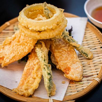 Assorted seasonal veggies coated with crispy tempura batter and fried to perfection