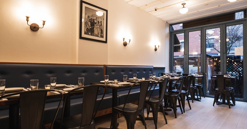 Interior, diner table line by the wall