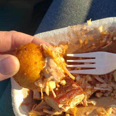 A hushpuppy slider eaten in customer's car.