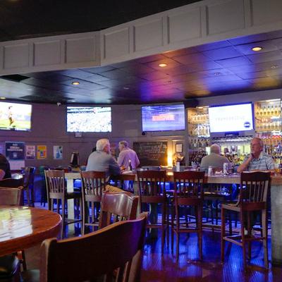 Interior, main seating area and bar.