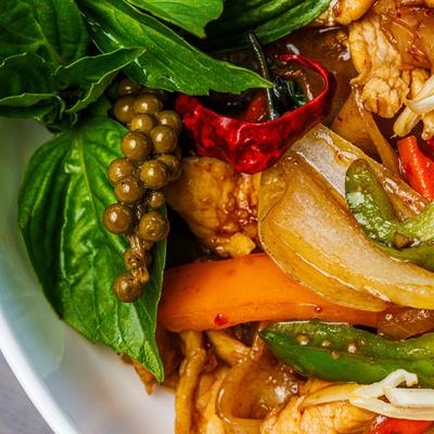 Drunken Noodle, close up.