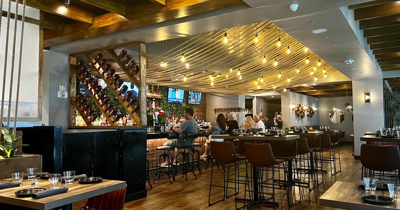 Interior, tall tables and bar stools