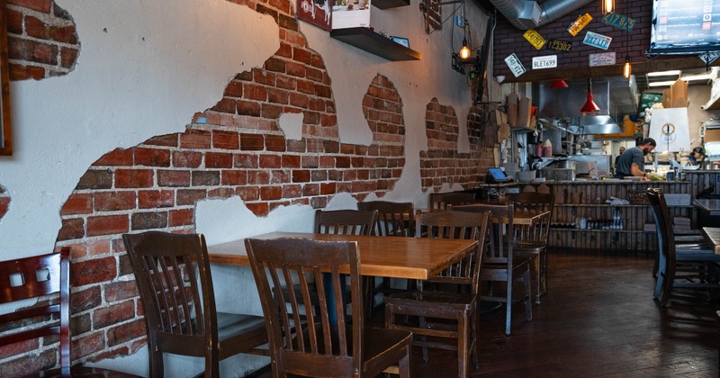 Interior, dining area, tables and chairs