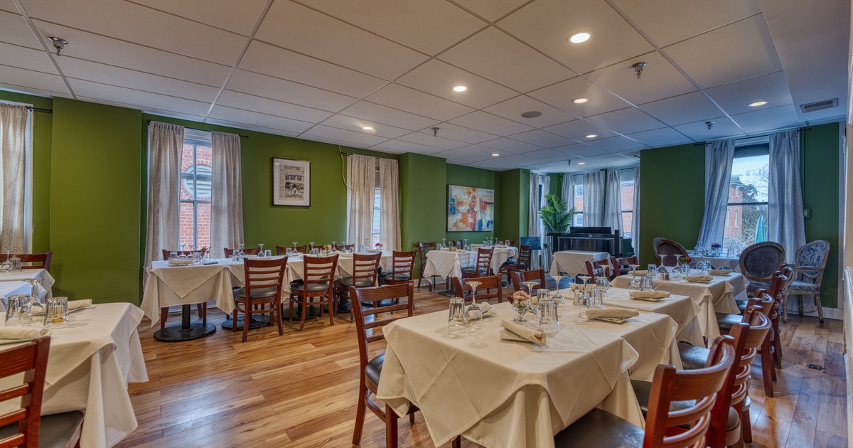 Interior, dining space with tables and chairs