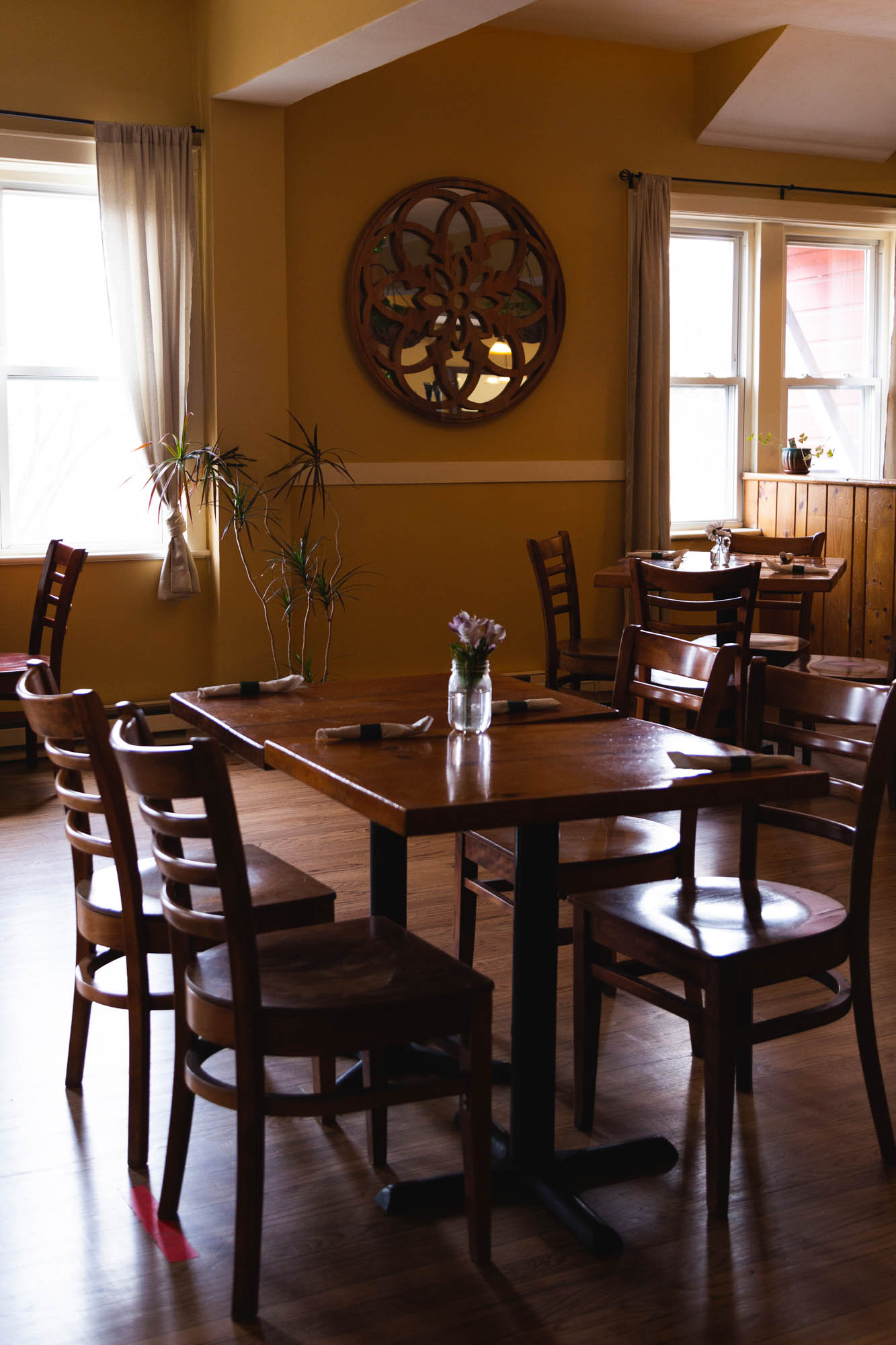 Interior, tables ready for guests