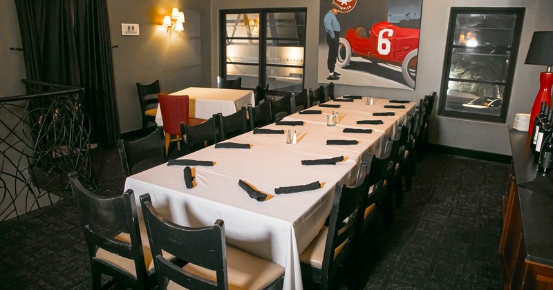 Interior, a long table with chairs