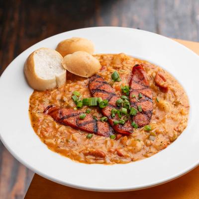 Jambalaya, shrimp Andouille sausage, cajun bayou jacks roanoke texas seafood.