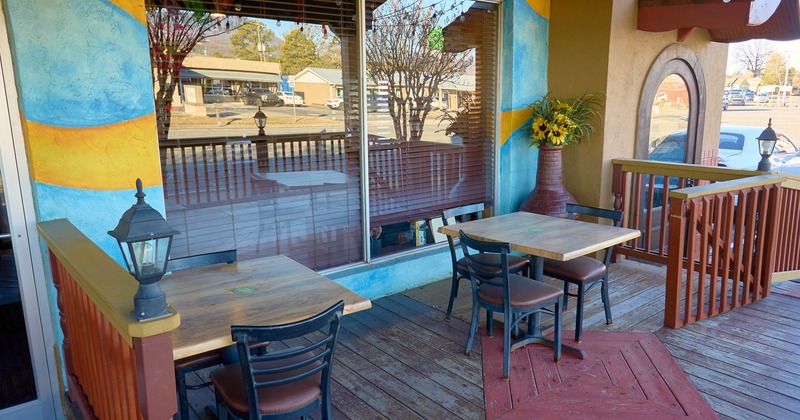 Interior, patio with tables and chairs