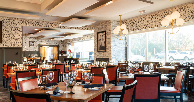 Interior, tables ready for guests