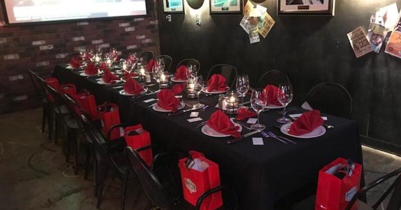 Interior, table set for customers